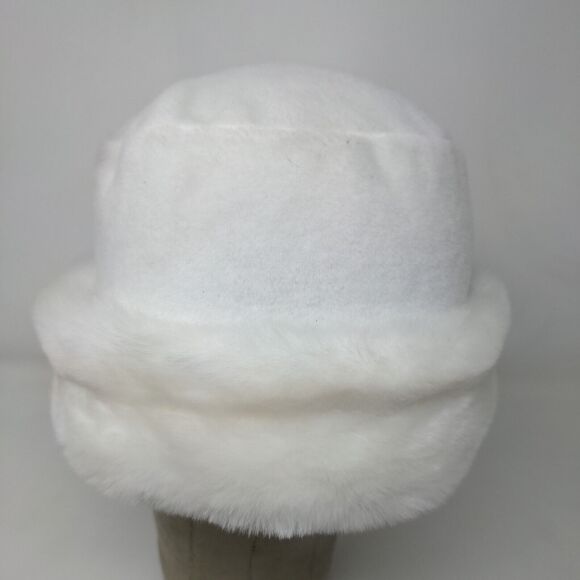 Madison & Max Womens Vegan Fur Hat White Ivory OSFM Poly Blend W/Tags - Picture 3 of 11